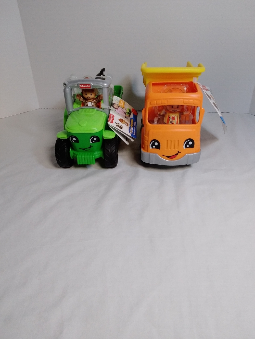 Fisher-Price Little People Push And Play Tractor and Orange Dump Truck Playset
